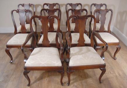 Mahogany Dining Chairs   English Queen Anne Chair set 10