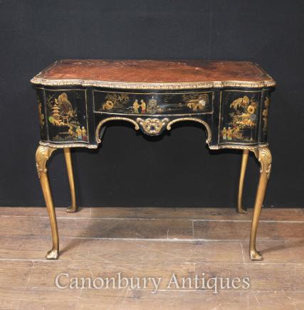 Antique English Chinoiserie Ladies Writing Desk Table 1900