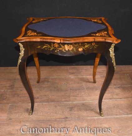 Antique French Empire Games Tables Floral Marquetry Interiors