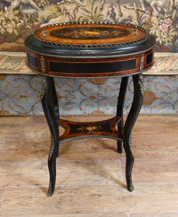 Antique French Planter Side Table Aboyna Inlay Jardiniere