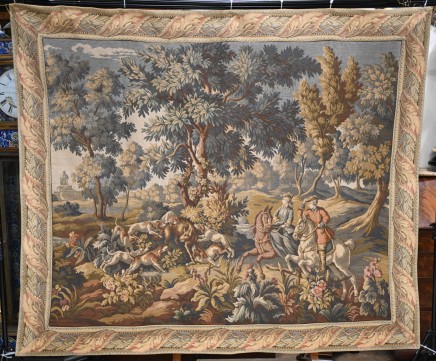 Antique French Verdure Tapestry The Hunt Wall Hanging