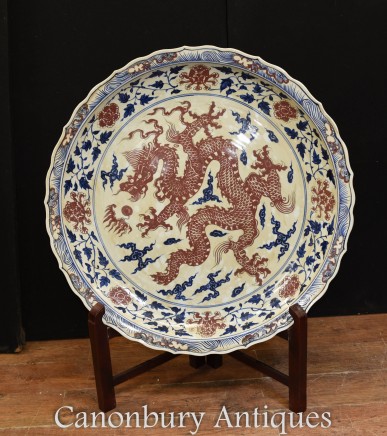 Big Chinese Porcelain Dragon Plaque Plate - 3 feet 96 CM