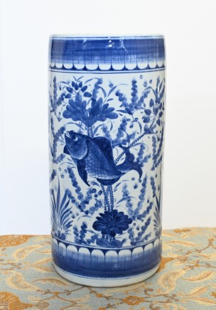 Blue and White Porcelain Chinese Vase Umbrella Stand Goldfish