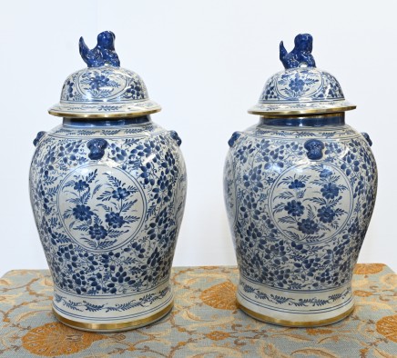 Blue and White Porcelain Temple Jars Chinese Ming Ginger Urn