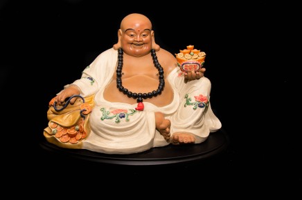 Chinese Happy Buddha - Qing Porcelain Buddhist Statue