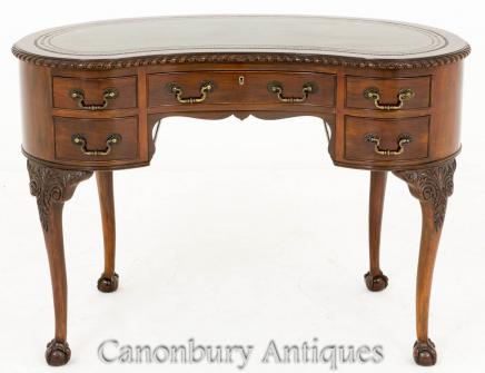 Chippendale Kidney Bean Desk Writing Table Mahogany