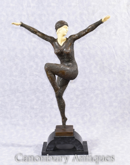 Demetre H. Chiparus Art Deco Bronze Dancer Statue Figurine Kapurthala