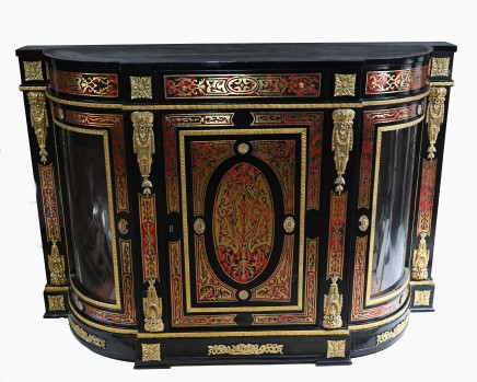 French Boulle Credenza Cabinet Louis XVI Inlay