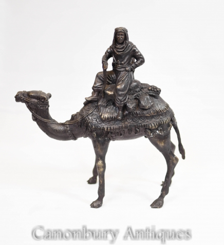 French Bronze Camel Statue Casting Bedouin Arab