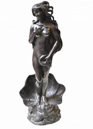 French Bronze Fountain Nude Female Rococo Clam Shell Water Feature