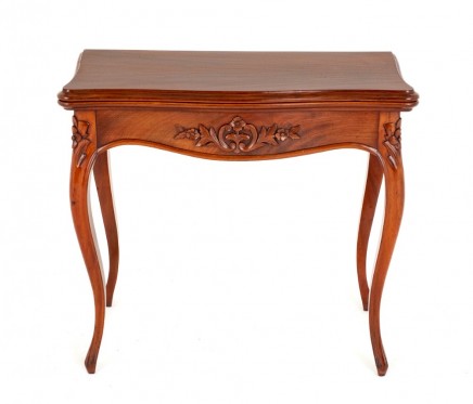 French Card Table Antique Games Mahogany 1870