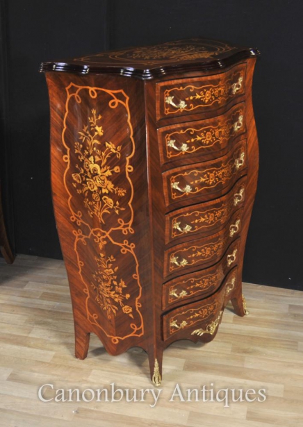 French Empire Bombe Chests Drawers Commode Tall Boy