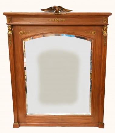 French Empire Mirror Overmantle Satinwood Gilt 1840
