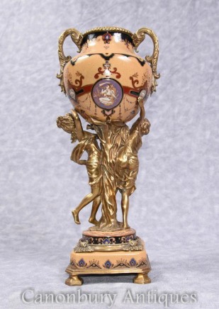 French Empire Porcelain Vase Urn Ormolu Maiden