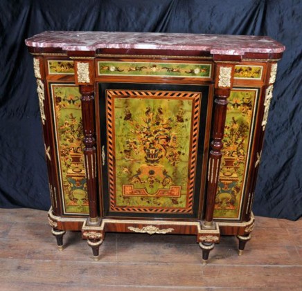 French Empire Sideboard Cabinet Marquetry Inlay Chest