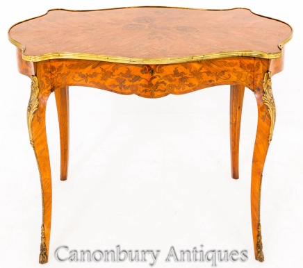 French Empire Writing Table Desk Marquetry Inlay Bureau