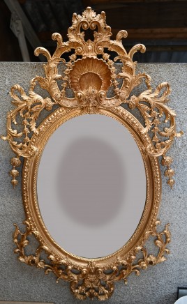 French Gilt Mirror Rococo Oval Pier Mirrors Louis XVI