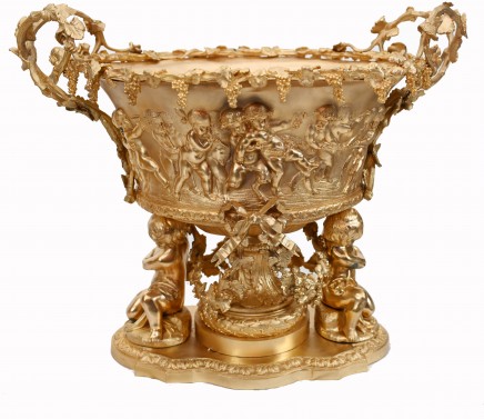 French Ormolu Tureen Dish Centrepiece Gilt Bowl Cherub Planter Louis XV