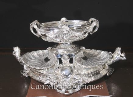 George III Silver Plate Centrepiece Rococo Epergne Clam Dish
