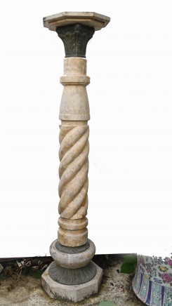 Italian Marble Pedestal Stand Spiral Column Table