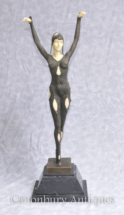Large Bronze Art Deco Chiparus Starfish Dancer Statue Figurine