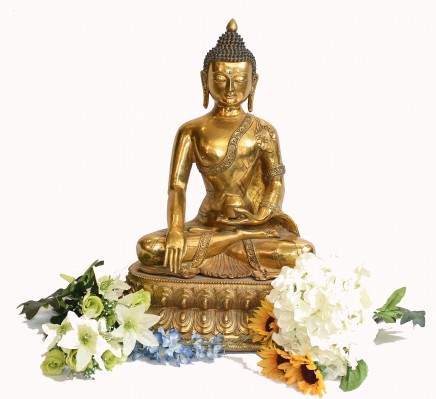 Nepalese Buddha Statue Meditation Casting Lotus Throne Sculpture