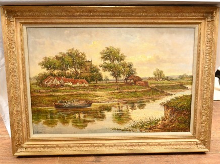 Oil Painting English Landscape  - Impressionist Norfolk Broads Edwardian  Art
