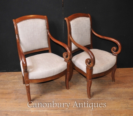 Pair Antique French Regency Arm Chairs Fauteuils Circa 1900
