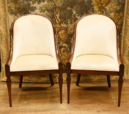 Pair Art Deco Revival Arm Chairs