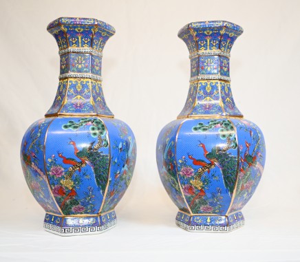 Pair Chinese Porcelain Vases Kangxi Pheasants