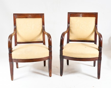 Pair Empire Arm Chairs French Fauteuil 1880