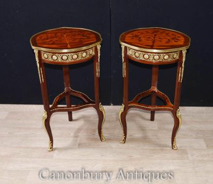 Pair French Side Cocktail Tables Louis XVI