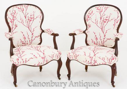 Pair Hepplewhite Arm Chairs - Mahogany Fauteuil Chair 1800