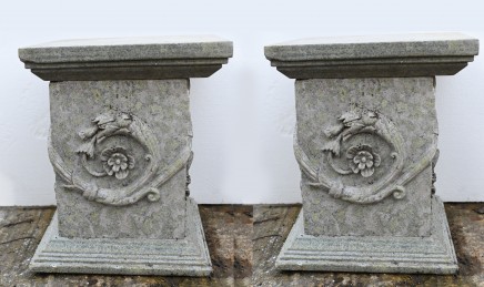 Pair Italian Marble Pedestal Stands Tables