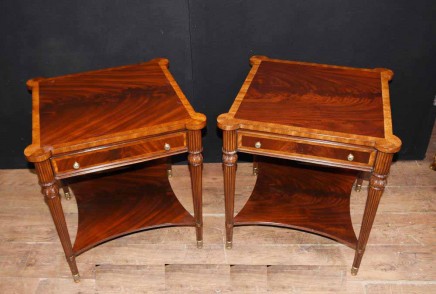 Pair Regency Mahogany Side Tables Cocktail Table
