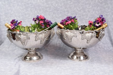 Pair Sheffield Silver Plate Punch Bowls Champagne Cooler