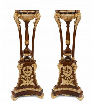 Pair Tall French Empire Gilt Tocheres Planter Stands