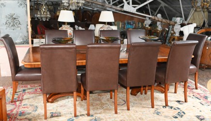 Regency Dining Set Table and 10 Chairs Walnut