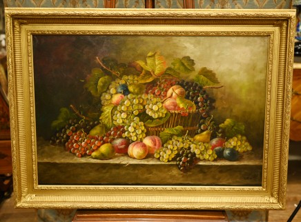 Renaissance Still Life Oil Painting Grape Fruit Italian Art