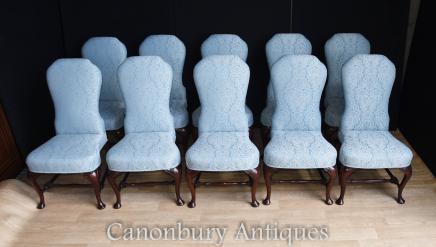 Set 10 Victorian Upholstered Dining Chairs Seats