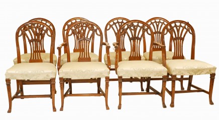 Set Hepplewhite Dining Chairs Mahogany Seats