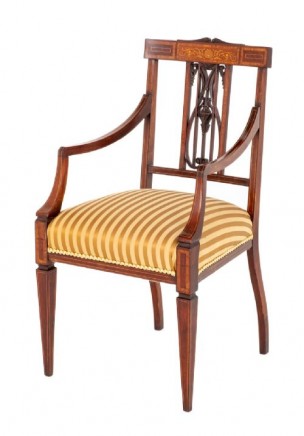 Sheraton Revival Arm Chair Antique Accent 1890