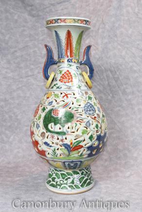 Single Chinese Porcelain Dragon Vase Urn Qianlong Ceramic