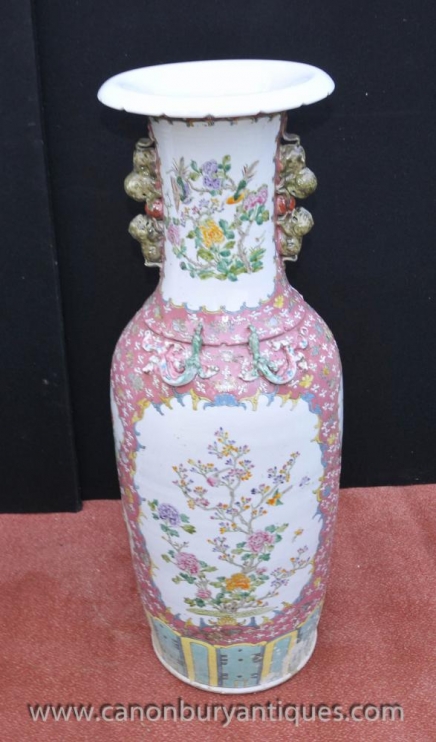 Single Wucai Chinese Porcelain Urns Vases Dragons Asian Antiques