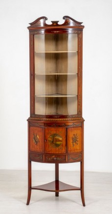 Victorian Corner Cabinet Painted Satinwood Antique 1880