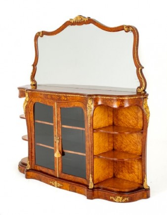 Victorian Credenza Sideboard Mirrored Back Walnut 1860