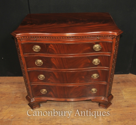 Victorian Flame Mahogany Batchelors Chest Bow Front Chests Drawers
