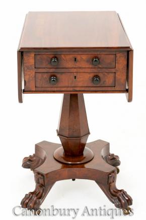 William IV Sewing Side Table Mahogany