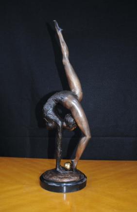 Bronze Art Deco Figurine Ball Ballet Dancer Statue Gymnast