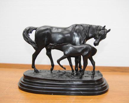 Bronze Barye Horse & Pony Statue French Casting Foal